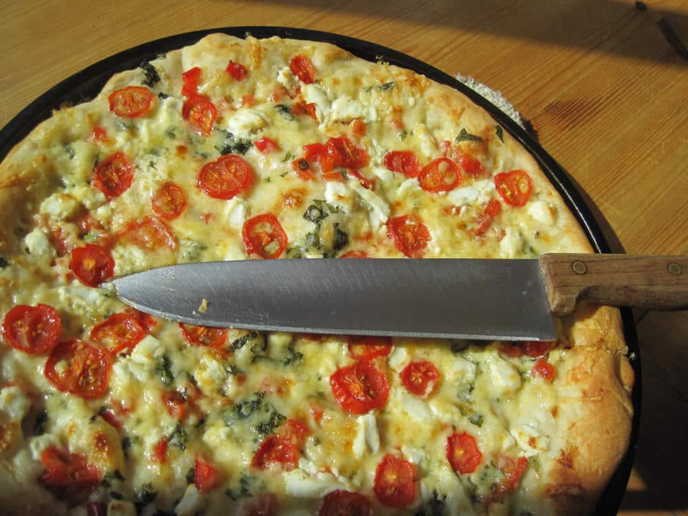 Vegetarian pizza with lactose free cheese